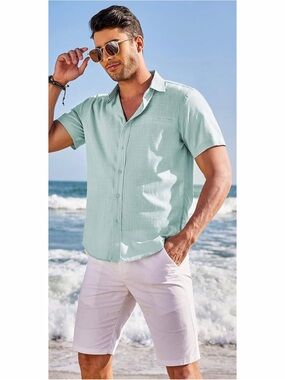 Panama Jack 100% Linen Short Sleeve Button Down Shirt